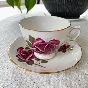 Royal Osborne Fine Bone China Teacup & Saucer – Pink Rose Floral England